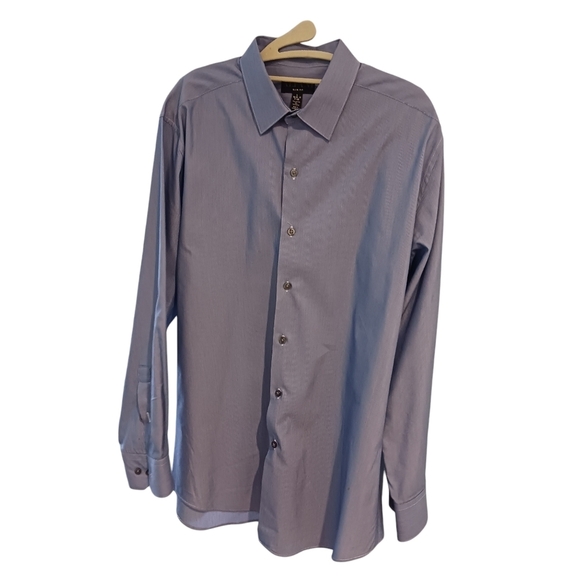 Alfani Slim Fit Mens Dress Shirt Blue Size 16.5 32/33 Long Sleeve Large - Picture 1 of 5